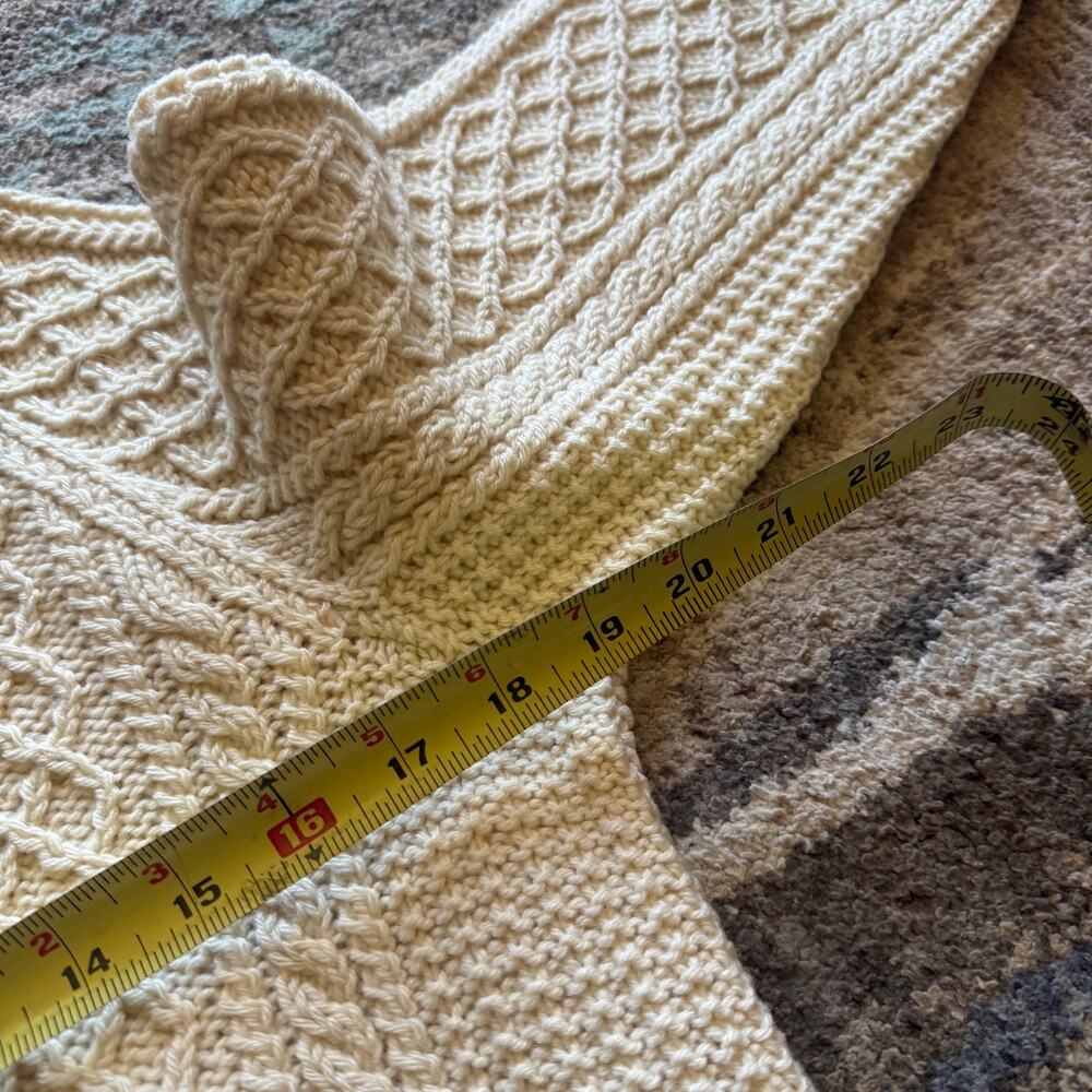 Vintage 80's Cardery Hand Knit Pure Wool Ireland Cream Knit Cardigan Sweater M - Picture 10 of 10